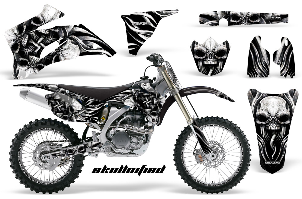 Yamaha YZ 250F 450F 06-09 Graphics Kit Skullcified Silver NP Rims Black